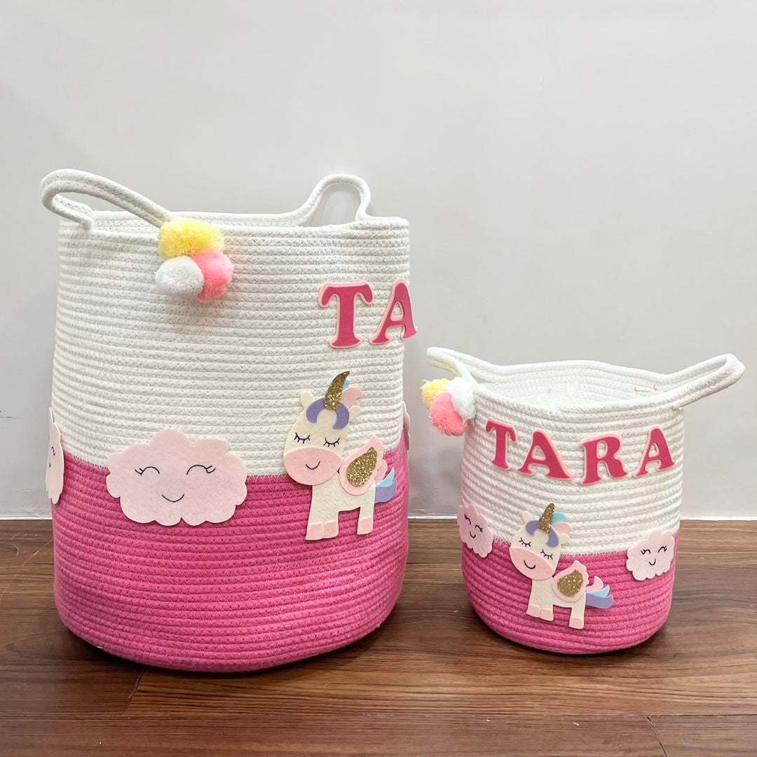 Babble Wrap Jute Cotton Storage Basket - Magical Unicorn