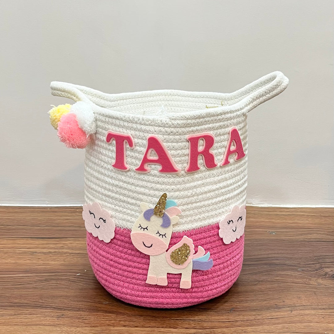 Babble Wrap Jute Cotton Storage Basket - Magical Unicorn