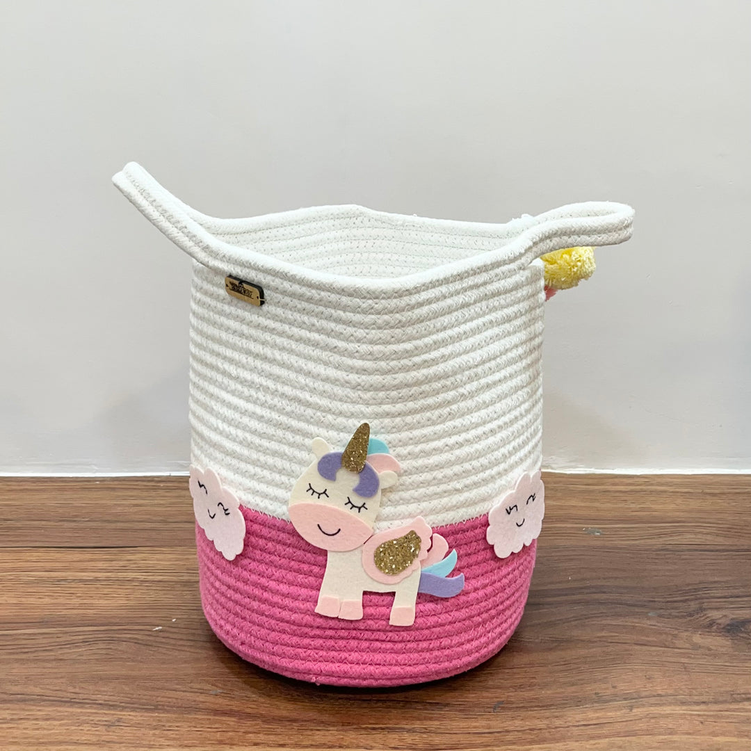 Babble Wrap Jute Cotton Storage Basket - Magical Unicorn