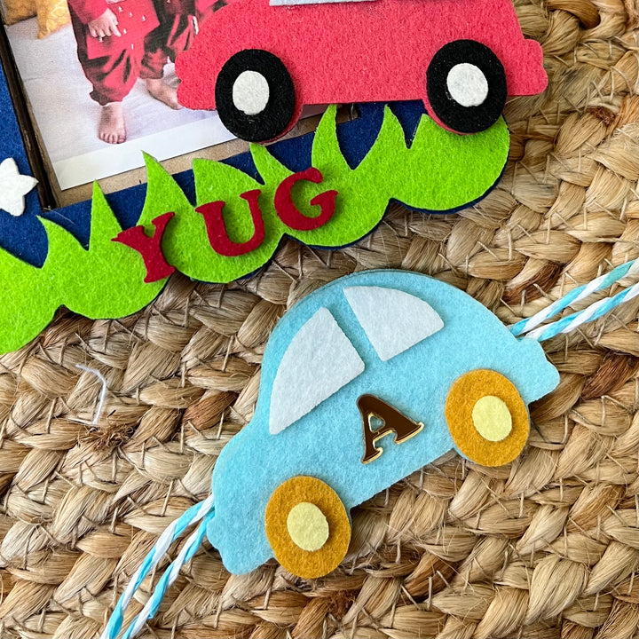 Babble Wrap Wooden PhotoFrame With Rakhi - Car Craze
