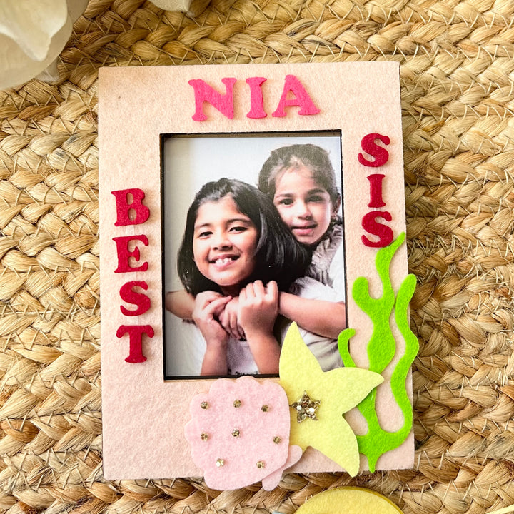 Babble Wrap Wooden PhotoFrame With Rakhi - Sparkling Seaside