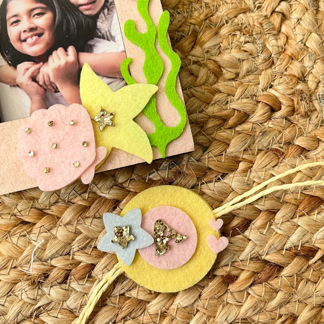 Babble Wrap Wooden PhotoFrame With Rakhi - Sparkling Seaside