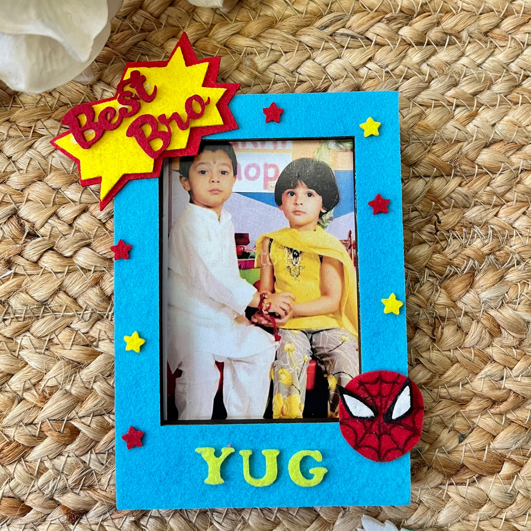Babble Wrap Wooden PhotoFrame With Rakhi - Super Snap