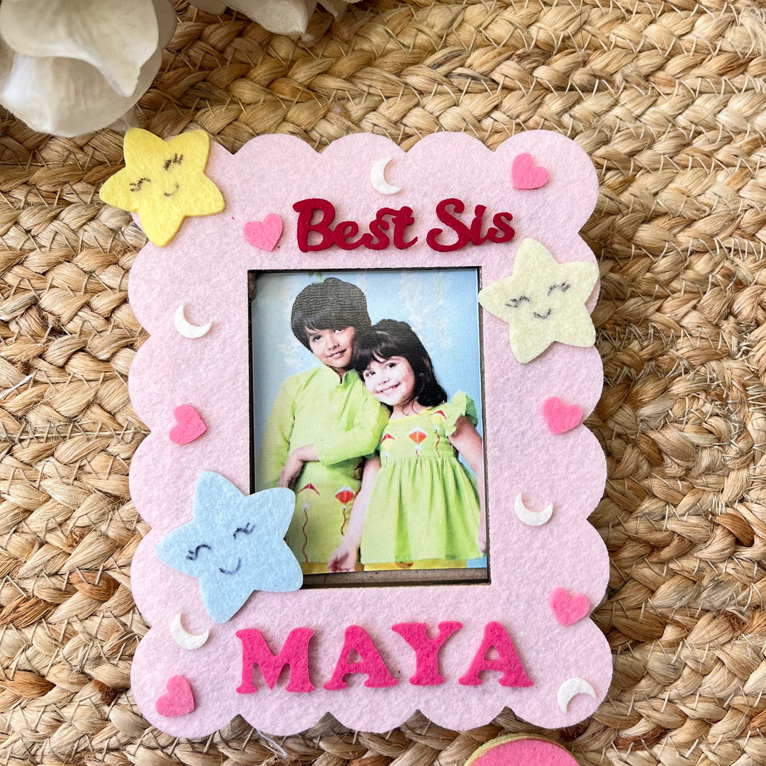 Babble Wrap Wooden PhotoFrame With Rakhi - Sweet Treat