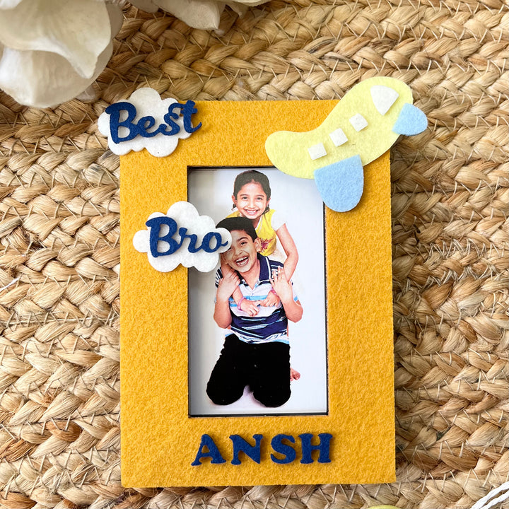 Babble Wrap Wooden PhotoFrame With Rakhi - Winged Wonder