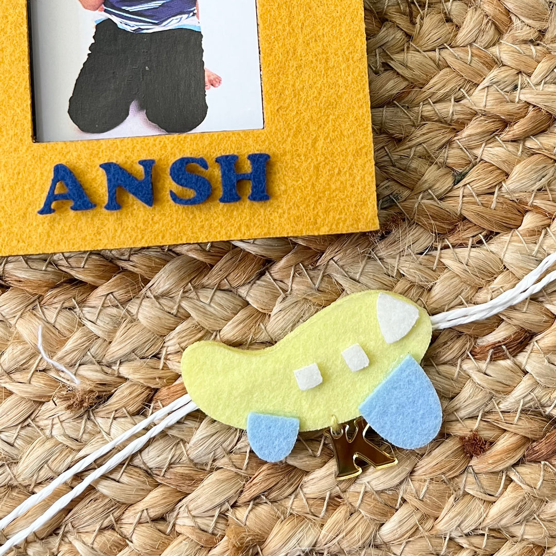 Babble Wrap Wooden PhotoFrame With Rakhi - Winged Wonder