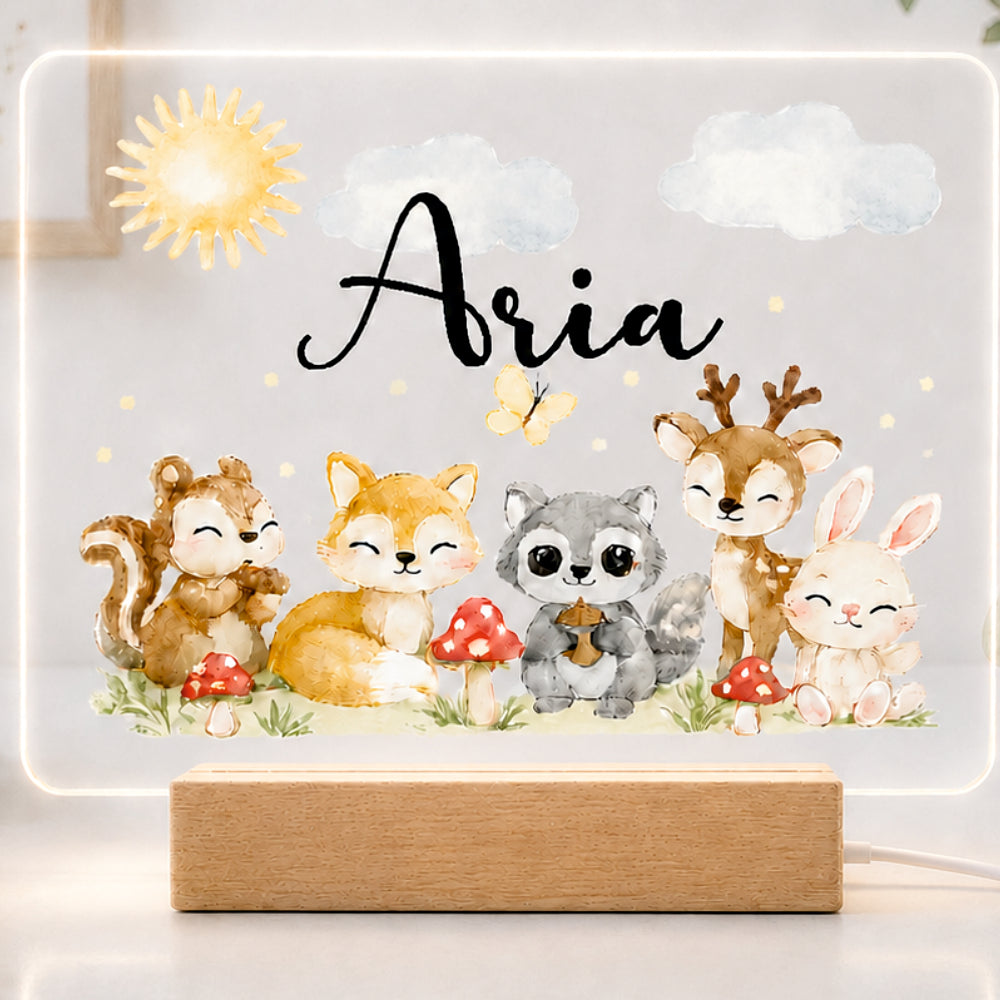 Babble Wrap Acrylic Night Lamp - Woodland Buddies