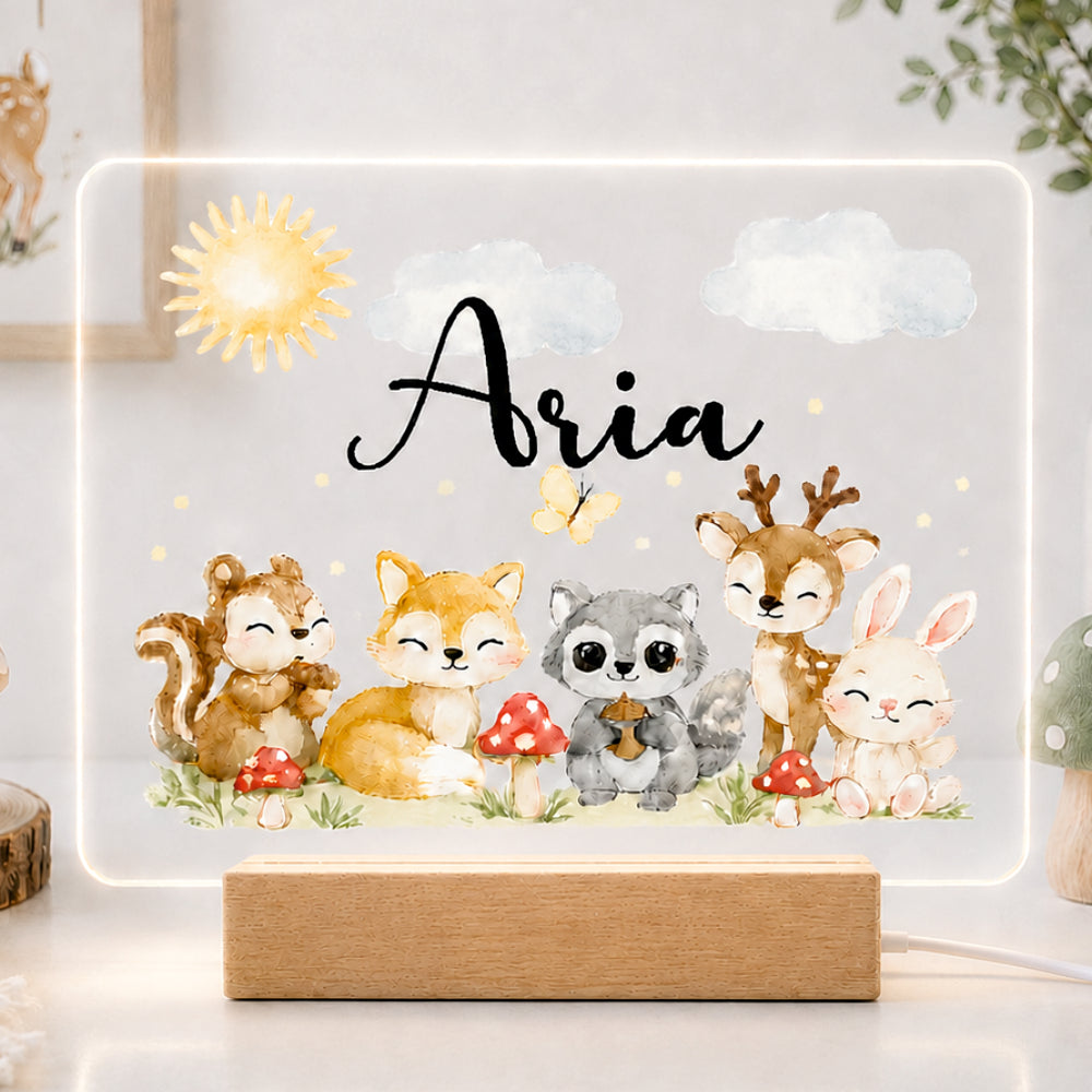Babble Wrap Acrylic Night Lamp - Woodland Buddies