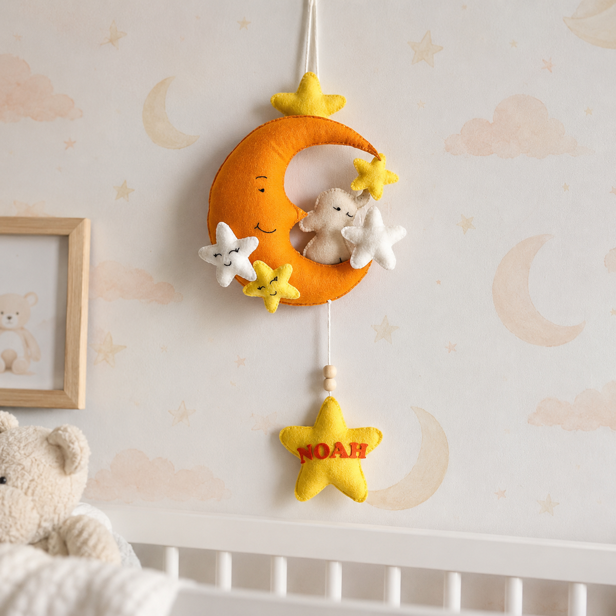 Babble Wrap  Baby Ellie on a Moon Name Hanging