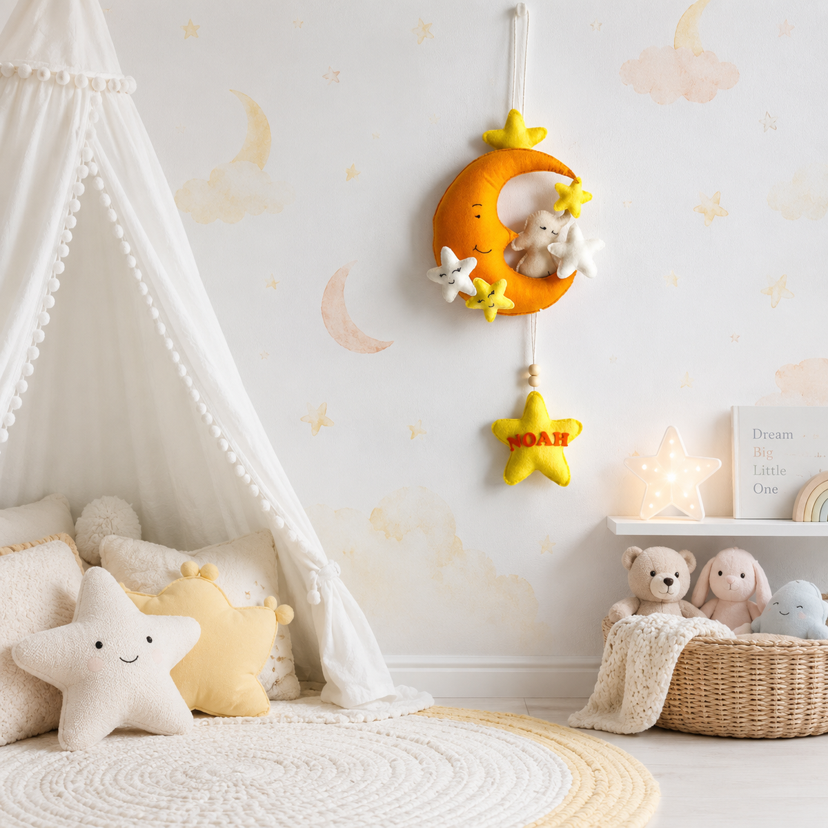 Babble Wrap  Baby Ellie on a Moon Name Hanging