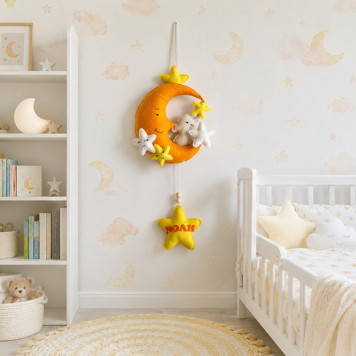 Babble Wrap  Baby Ellie on a Moon Name Hanging