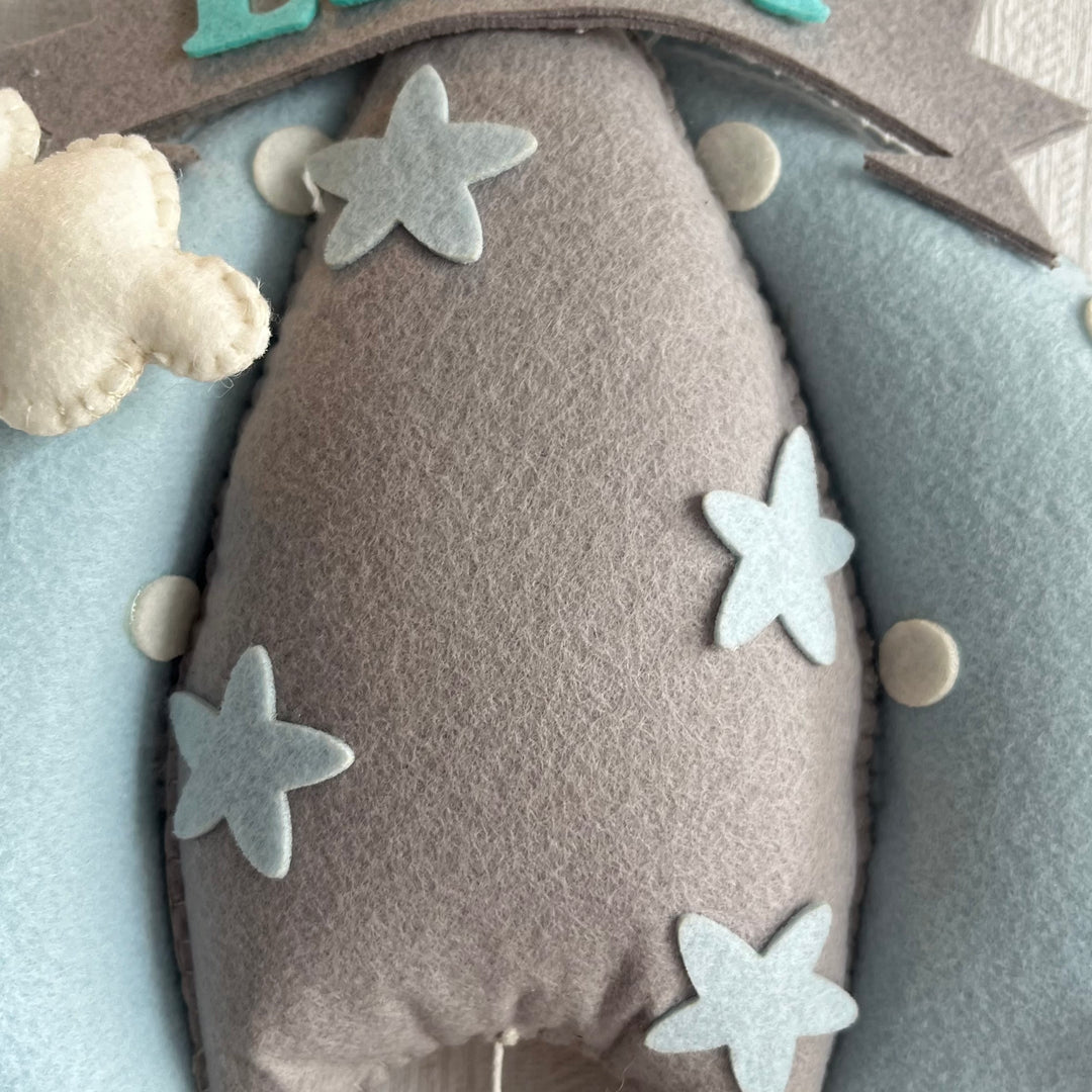 Babble Wrap Blue Teddy On a Swing Name Hanging