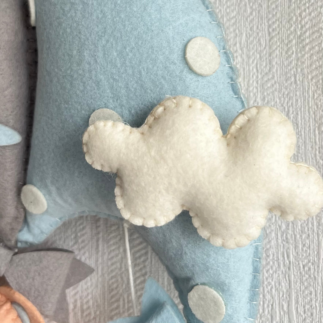 Babble Wrap Blue Teddy On a Swing Name Hanging