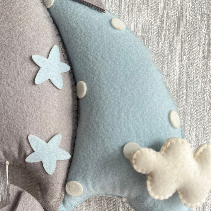 Babble Wrap Blue Teddy On a Swing Name Hanging