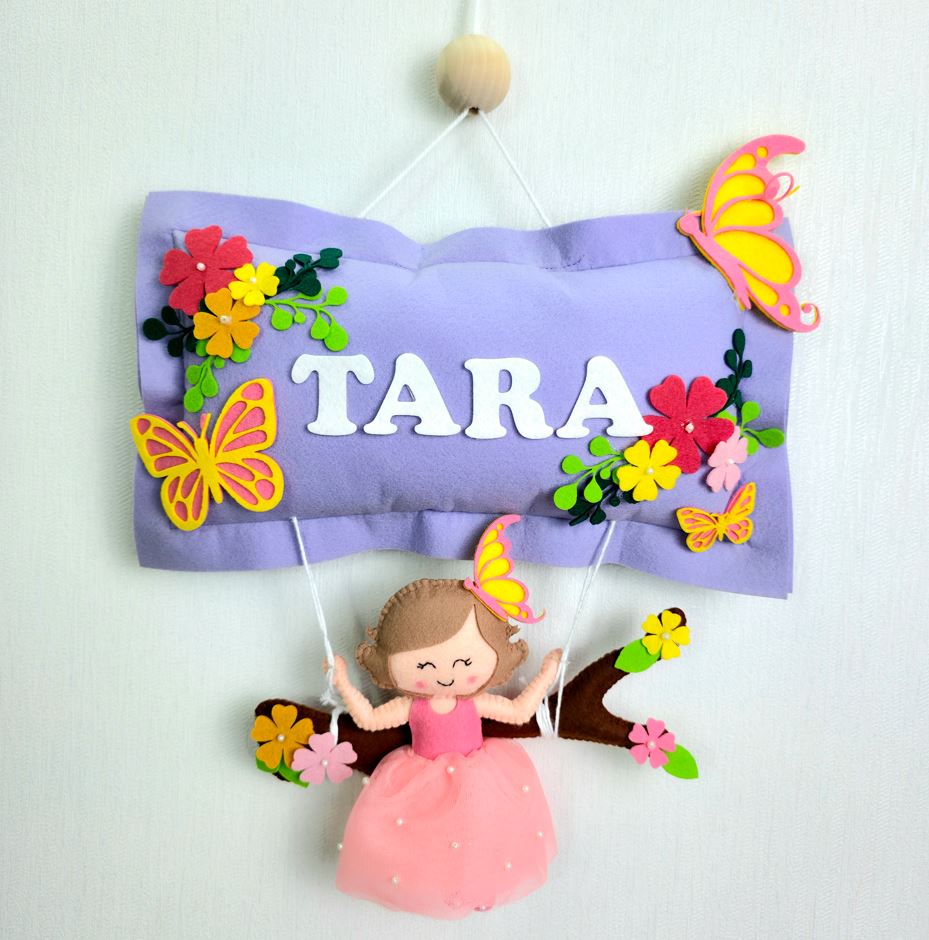 Babble Wrap Butterfly Blossoms Name Hanging