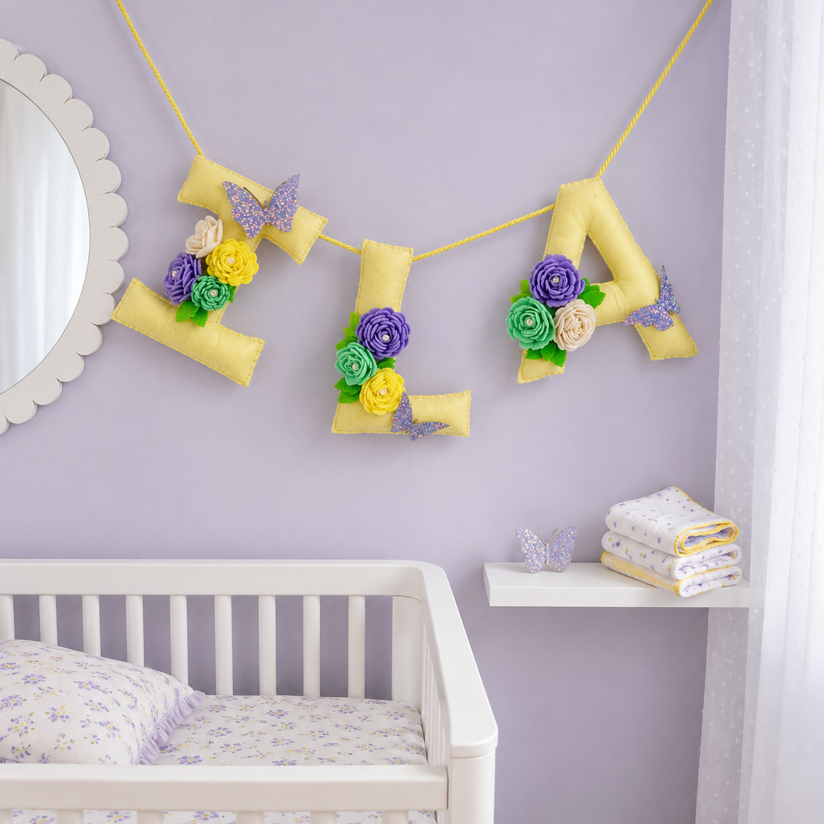 Babble Wrap Butterfly Garden Name Bunting/Garland