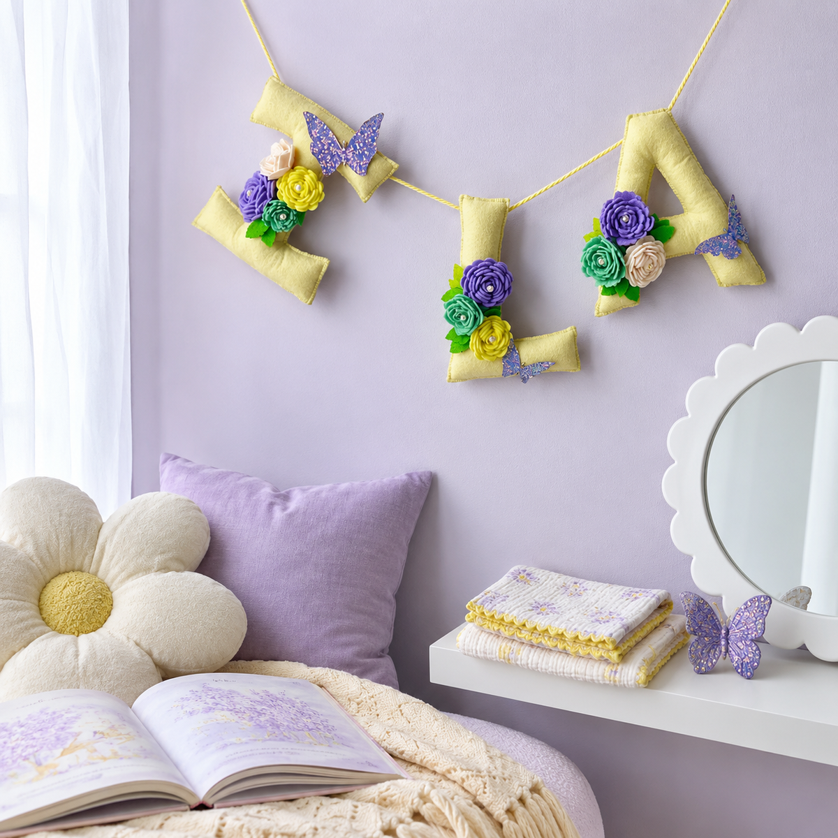 Babble Wrap Butterfly Garden Name Bunting/Garland