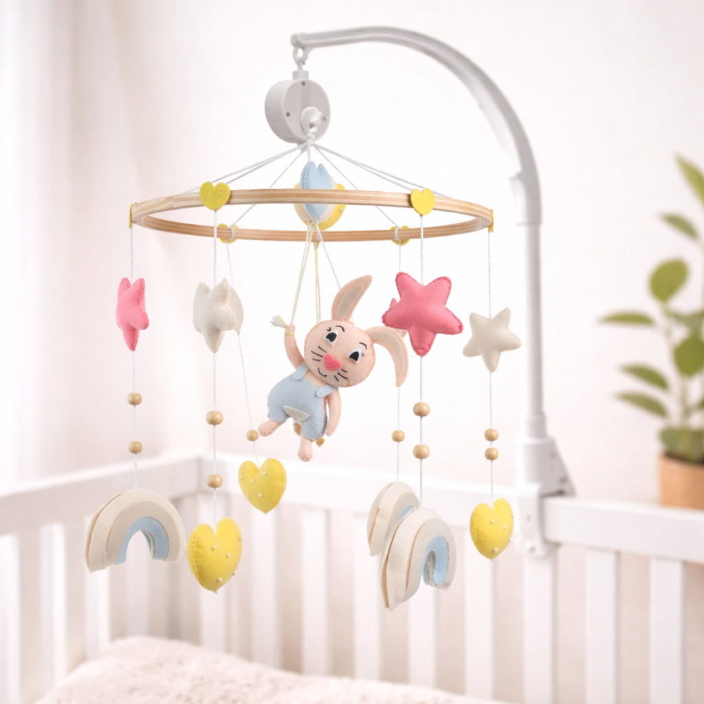 Babble Wrap Cot / Crib Mobile - Bunny Under the Stars