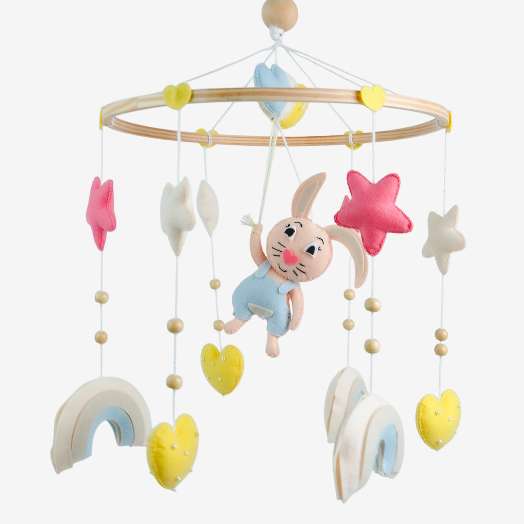 Babble Wrap Cot / Crib Mobile - Bunny Under the Stars