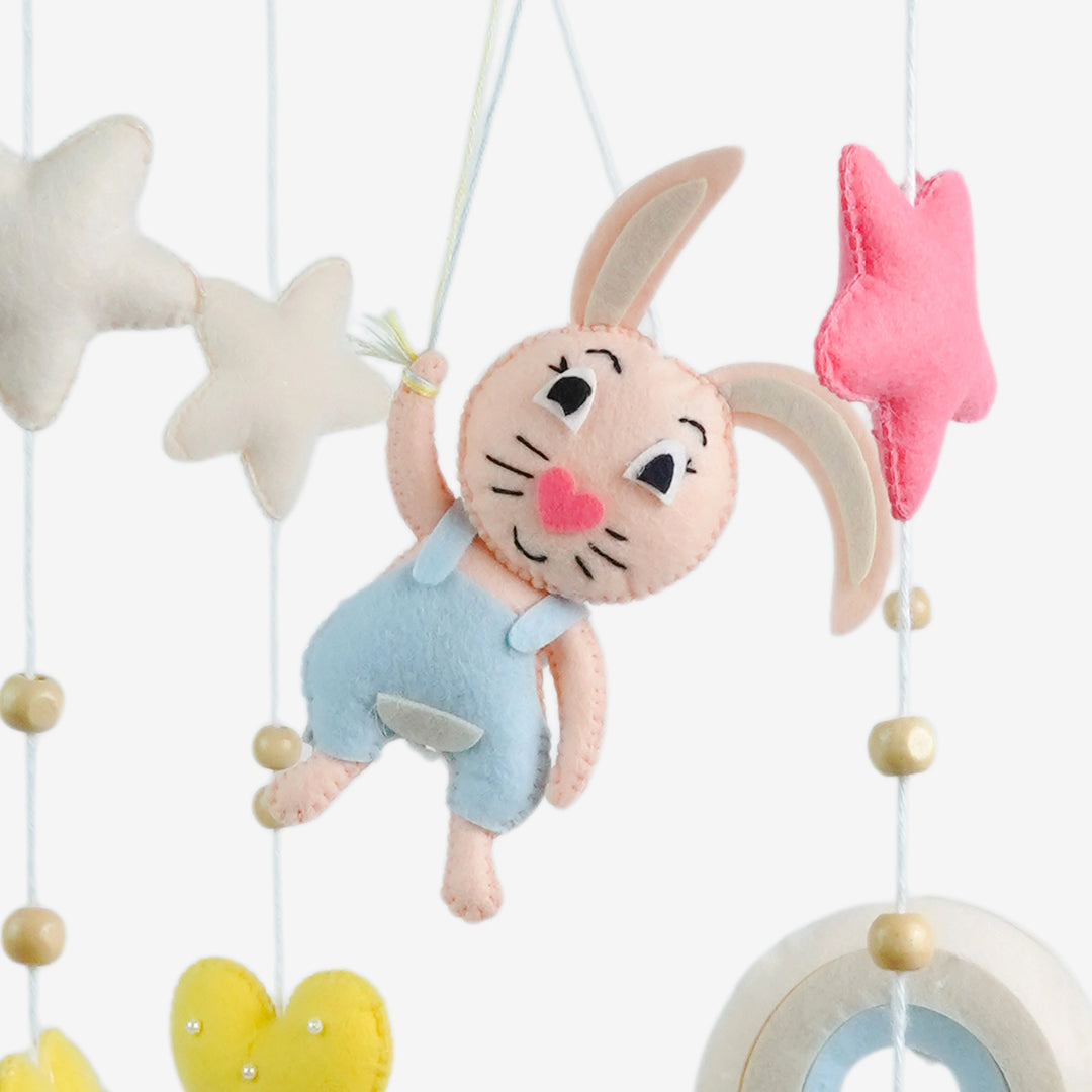 Babble Wrap Cot / Crib Mobile - Bunny Under the Stars
