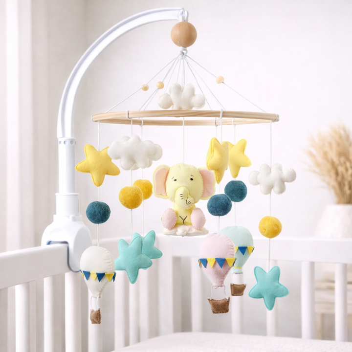 Babble Wrap Cot / Crib Mobile - Elephant Air Adventure