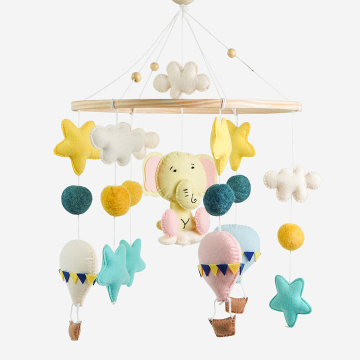 Babble Wrap Cot / Crib Mobile - Elephant Air Adventure