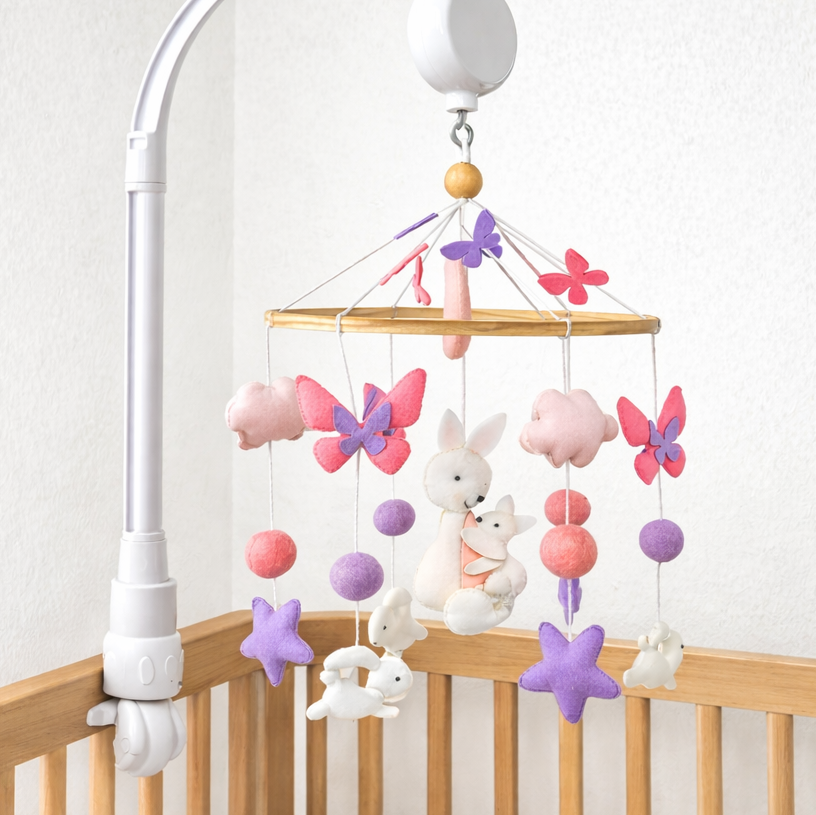 Babble Wrap Cot / Crib Mobile - Fluttering Burrows