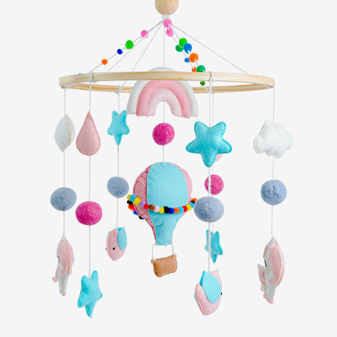 Babble Wrap Cot / Crib Mobile - Hot Air Balloon
