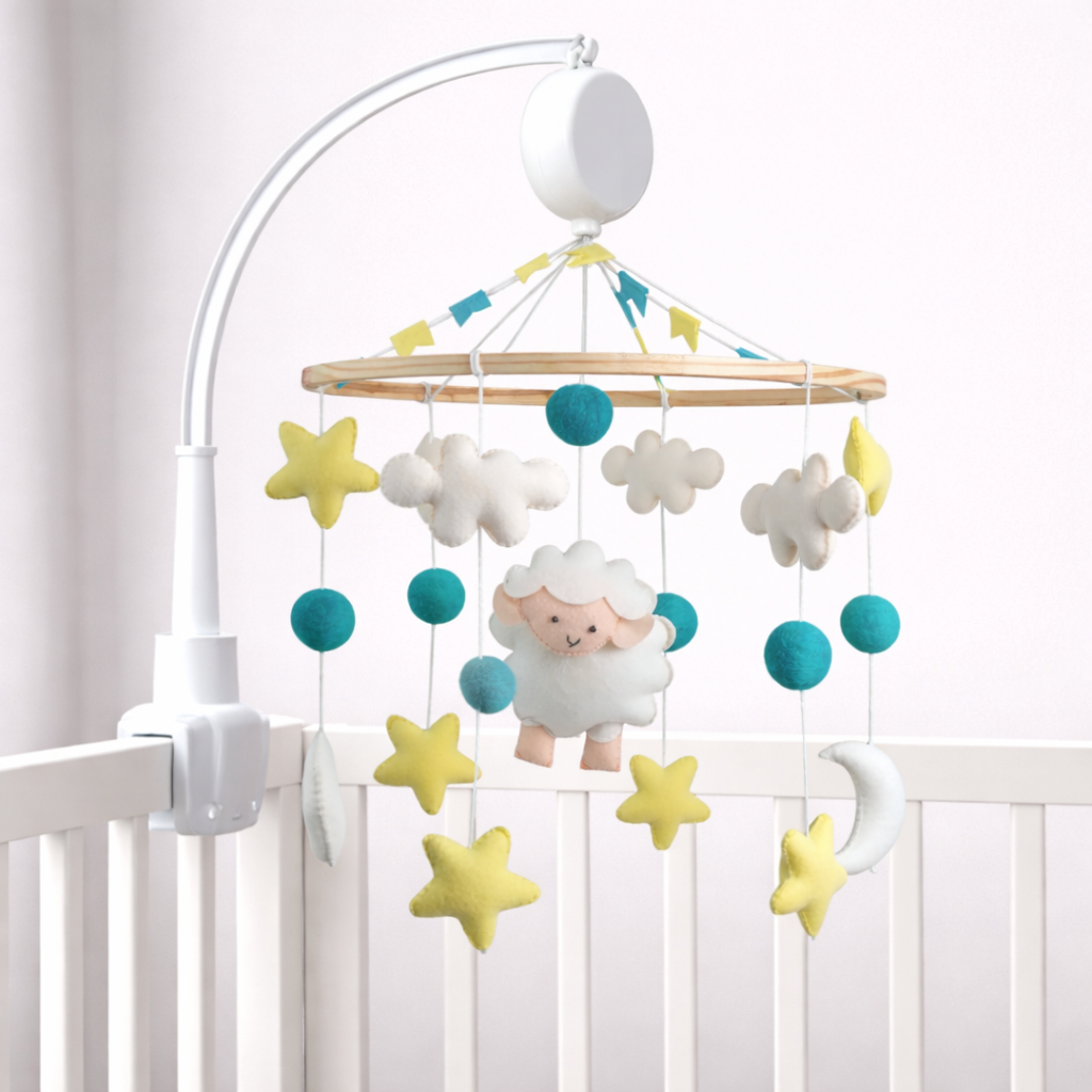 Babble Wrap Cot / Crib Mobile - Snuggly Sheep