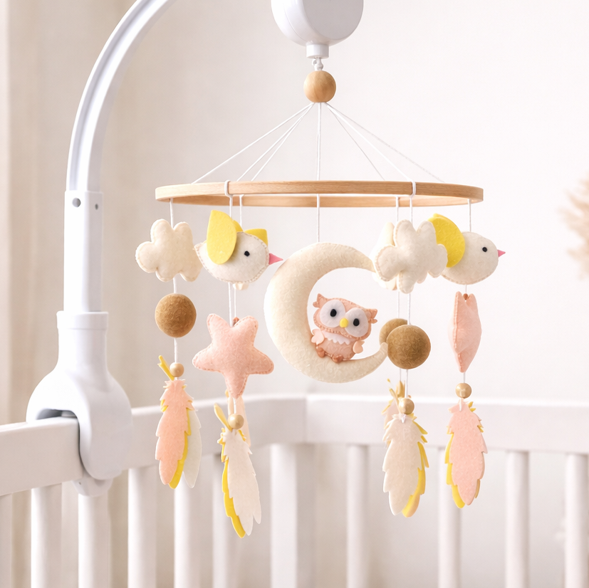 Babble Wrap Cot / Crib Mobile - Owl Moonlight