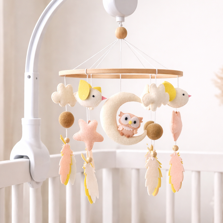 Babble Wrap Cot / Crib Mobile - Owl Moonlight