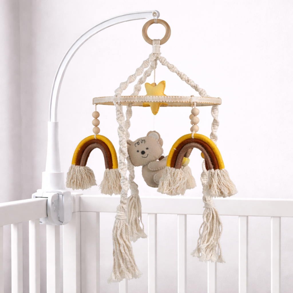 Babble Wrap Cot / Crib Mobile - Rainbow Macrame