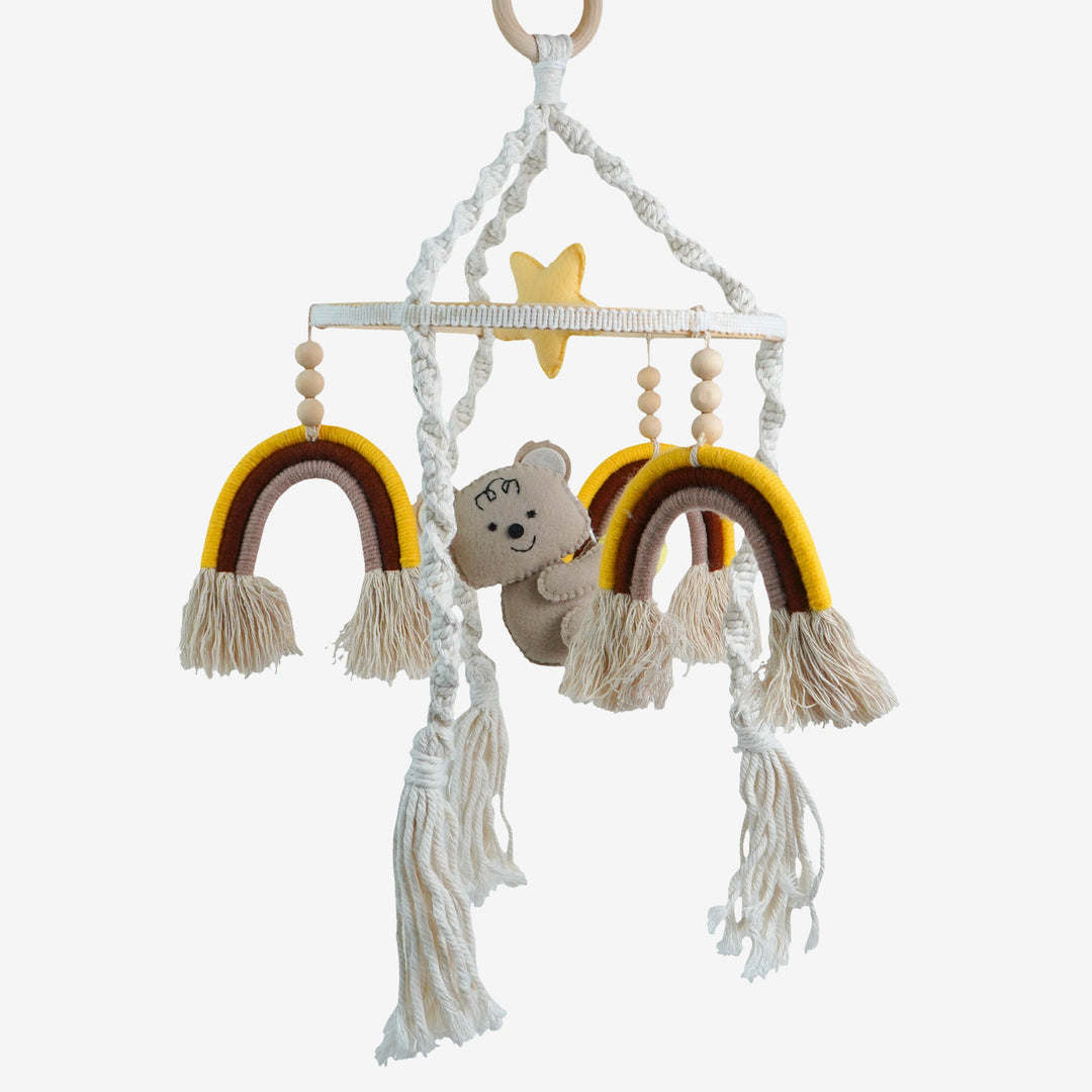 Babble Wrap Cot / Crib Mobile - Rainbow Macrame