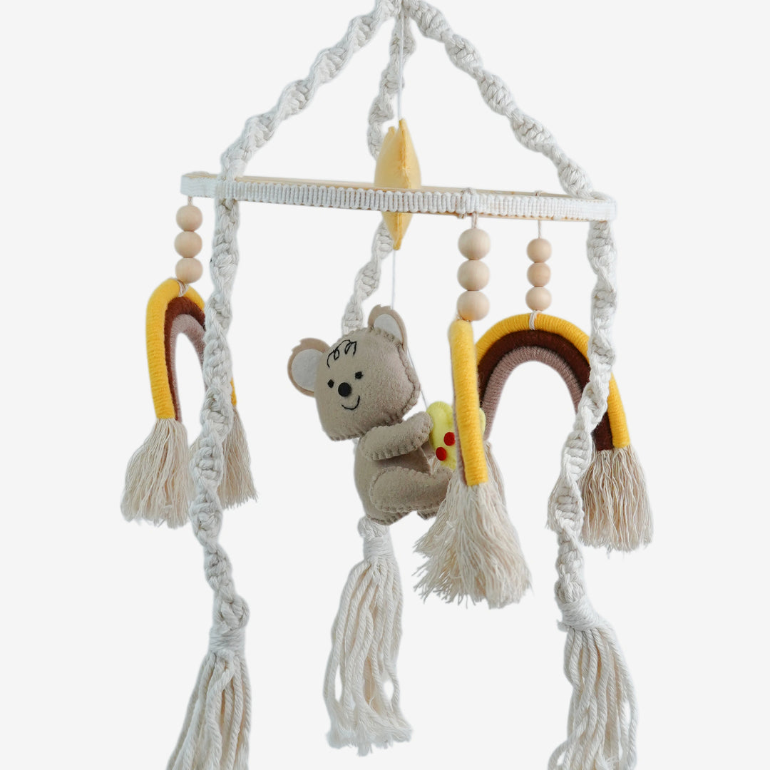 Babble Wrap Cot / Crib Mobile - Rainbow Macrame