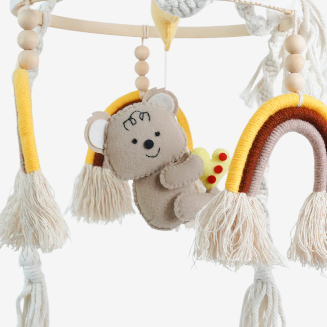 Babble Wrap Cot / Crib Mobile - Rainbow Macrame