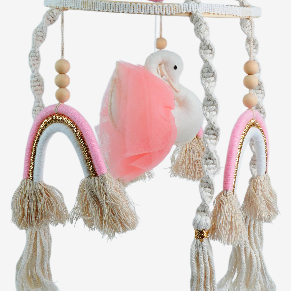 Babble Wrap Cot / Crib Mobile - Rainbow Macrame (Pink)