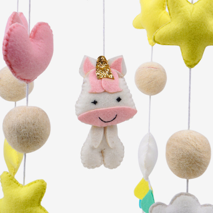 Babble Wrap Cot / Crib Mobile - Rainbow Unicorn Delight