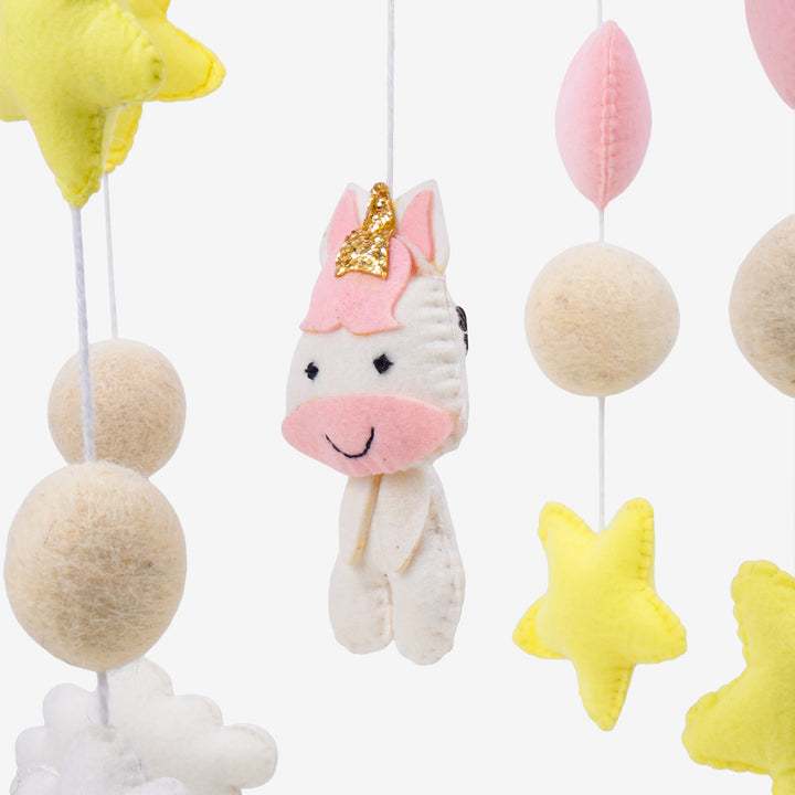 Babble Wrap Cot / Crib Mobile - Rainbow Unicorn Delight
