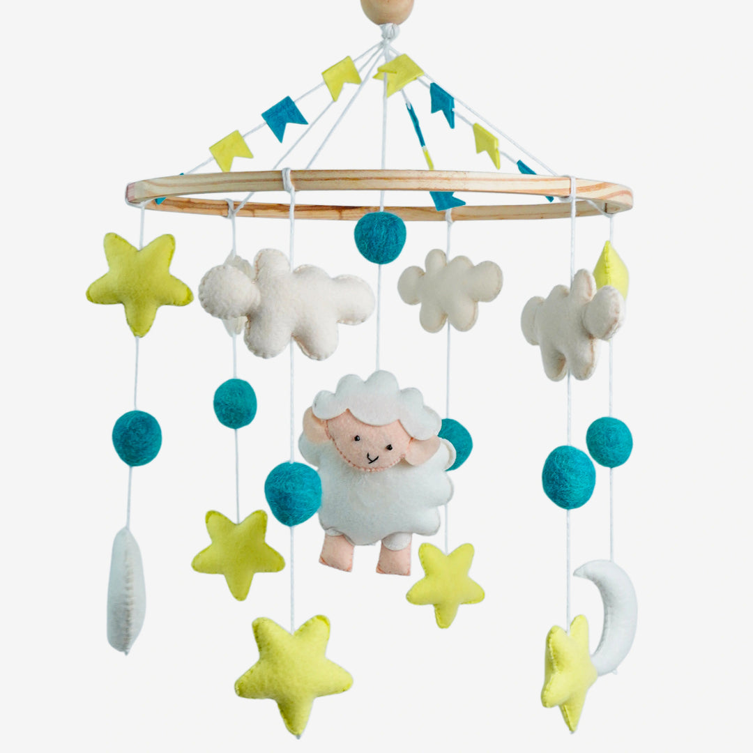 Babble Wrap Cot / Crib Mobile - Snuggly Sheep