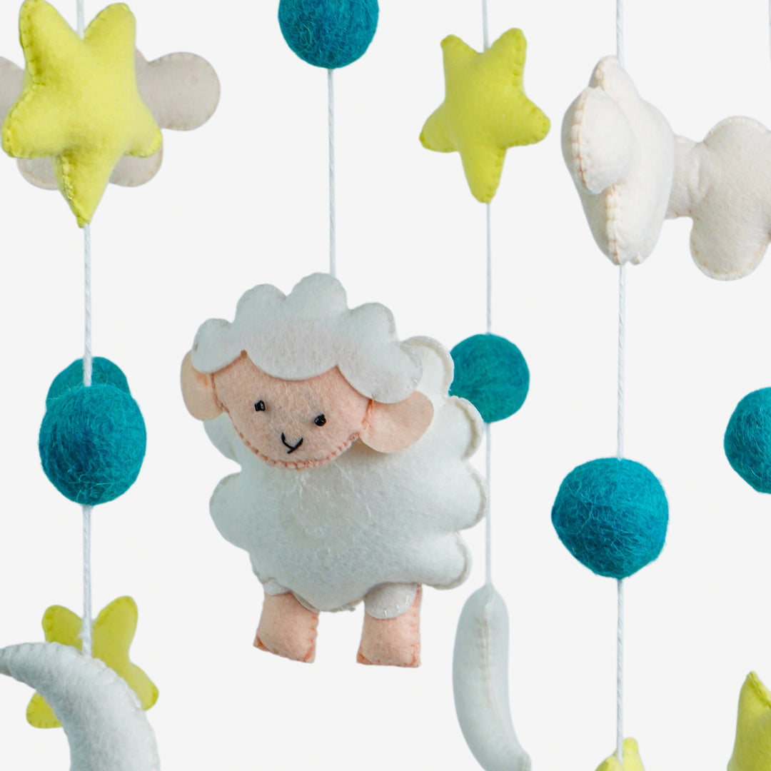 Babble Wrap Cot / Crib Mobile - Snuggly Sheep