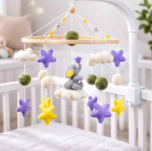 Babble Wrap Cot / Crib Mobile - Stargazer Elephant