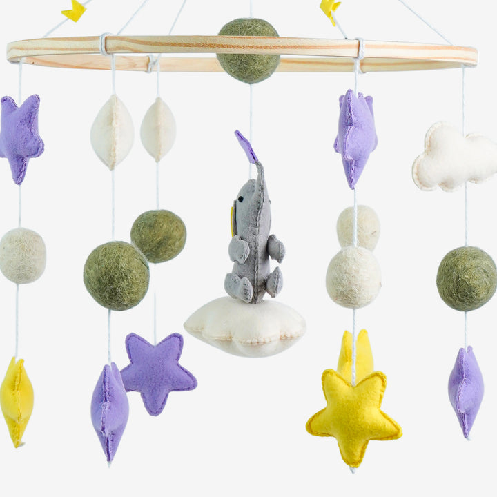 Babble Wrap Cot / Crib Mobile - Stargazer Elephant