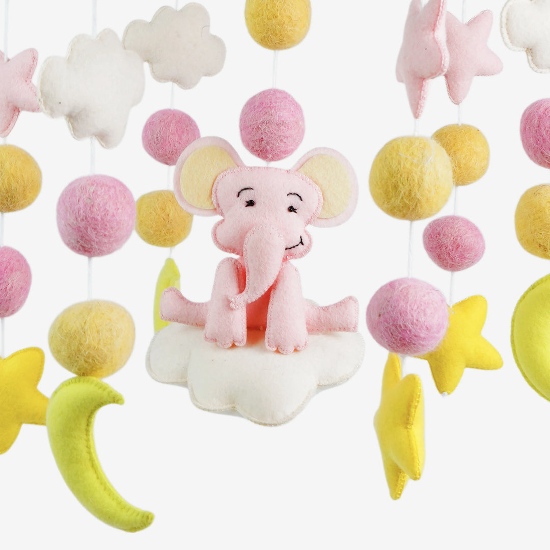 Babble Wrap Cot / Crib Mobile - Starry Sky Elephant
