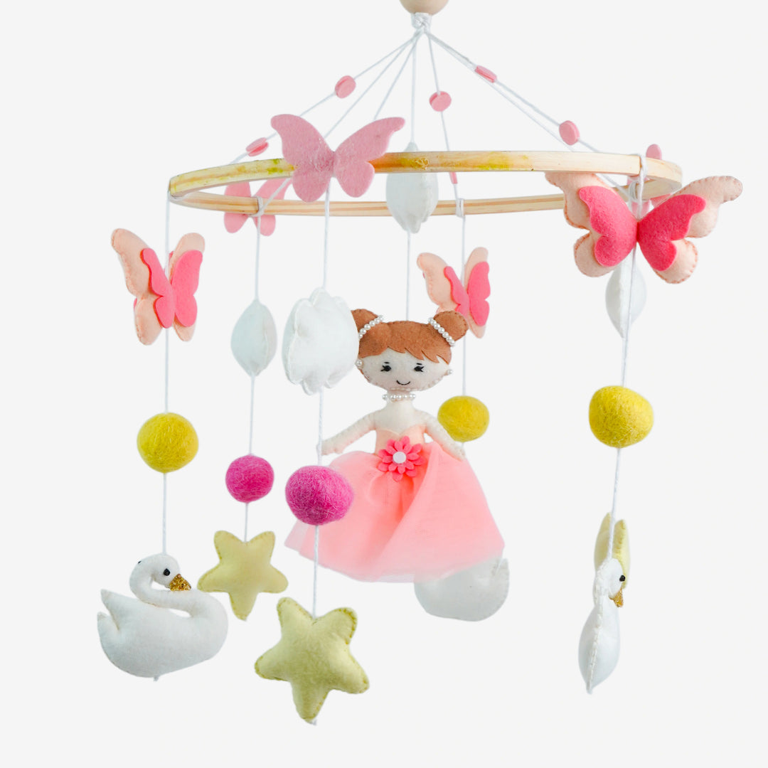 Babble Wrap Cot / Crib Mobile - Swan and Fairy Flutter