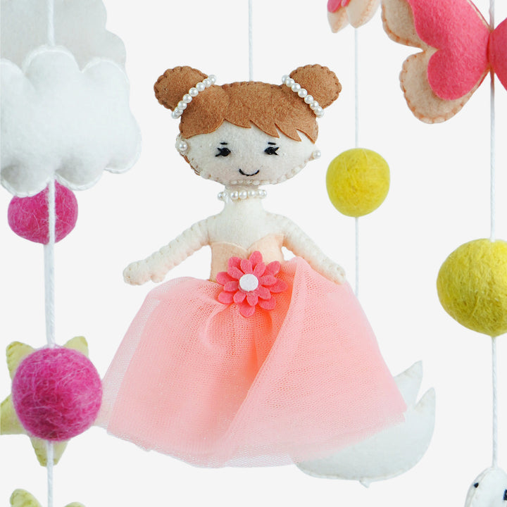 Babble Wrap Cot / Crib Mobile - Swan and Fairy Flutter
