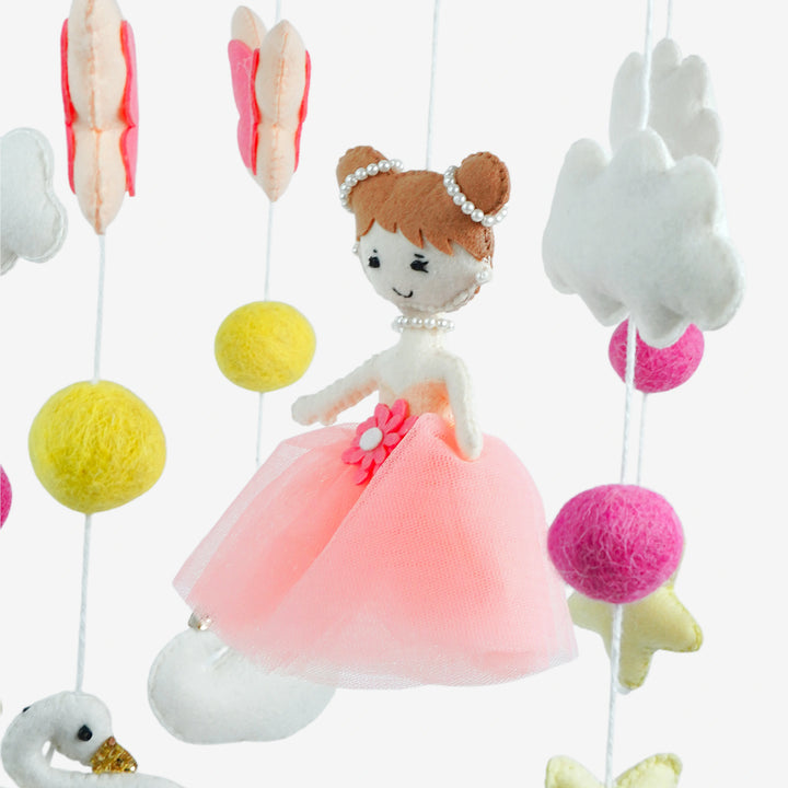 Babble Wrap Cot / Crib Mobile - Swan and Fairy Flutter
