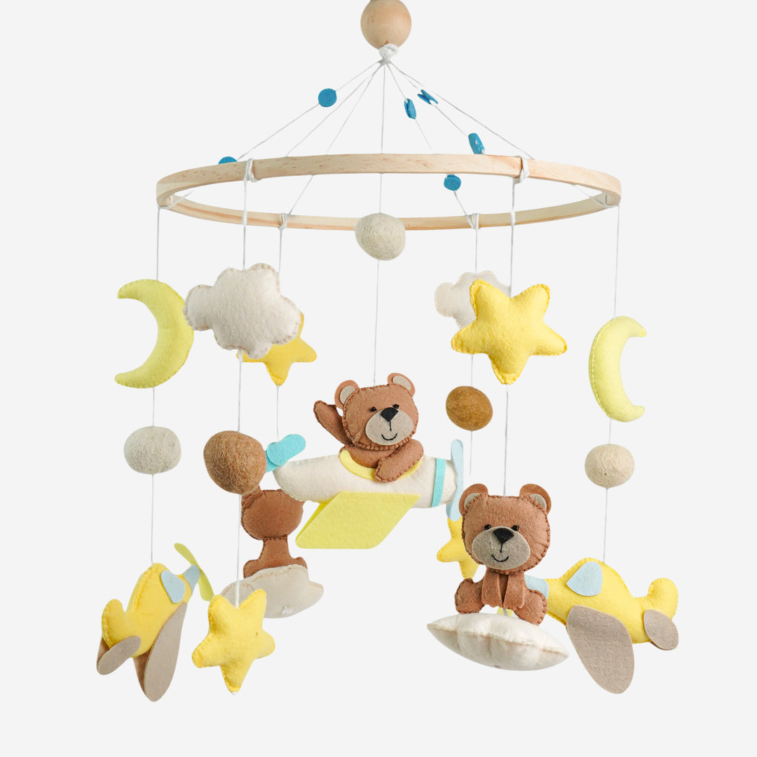 Babble Wrap Cot / Crib Mobile - Teddy on a Plane