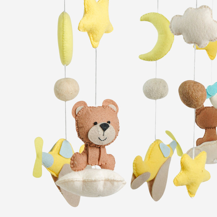 Babble Wrap Cot / Crib Mobile - Teddy on a Plane