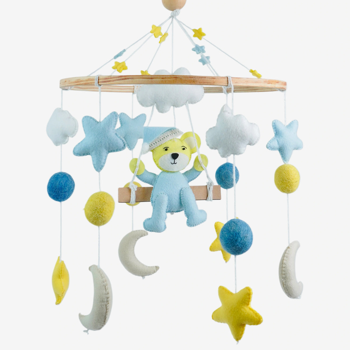 Babble Wrap Cot / Crib Mobile - Teddy on a Swing