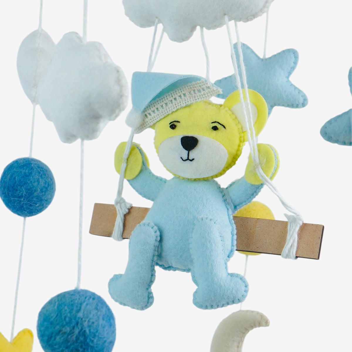 Babble Wrap Cot / Crib Mobile - Teddy on a Swing